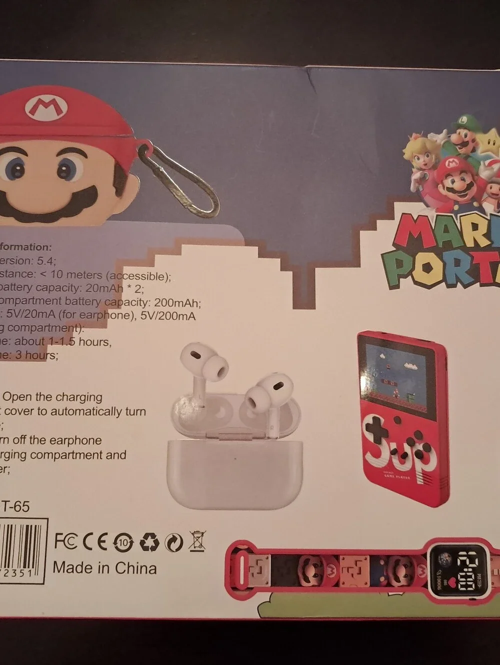 Mario-Themed Kids Wireless Watch & Game Toy - Red